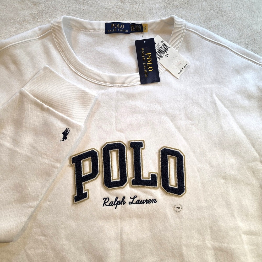 POLO RALPH LAUREN Mens 3XLT White Embroidered Sweatshirt NWT! - $168